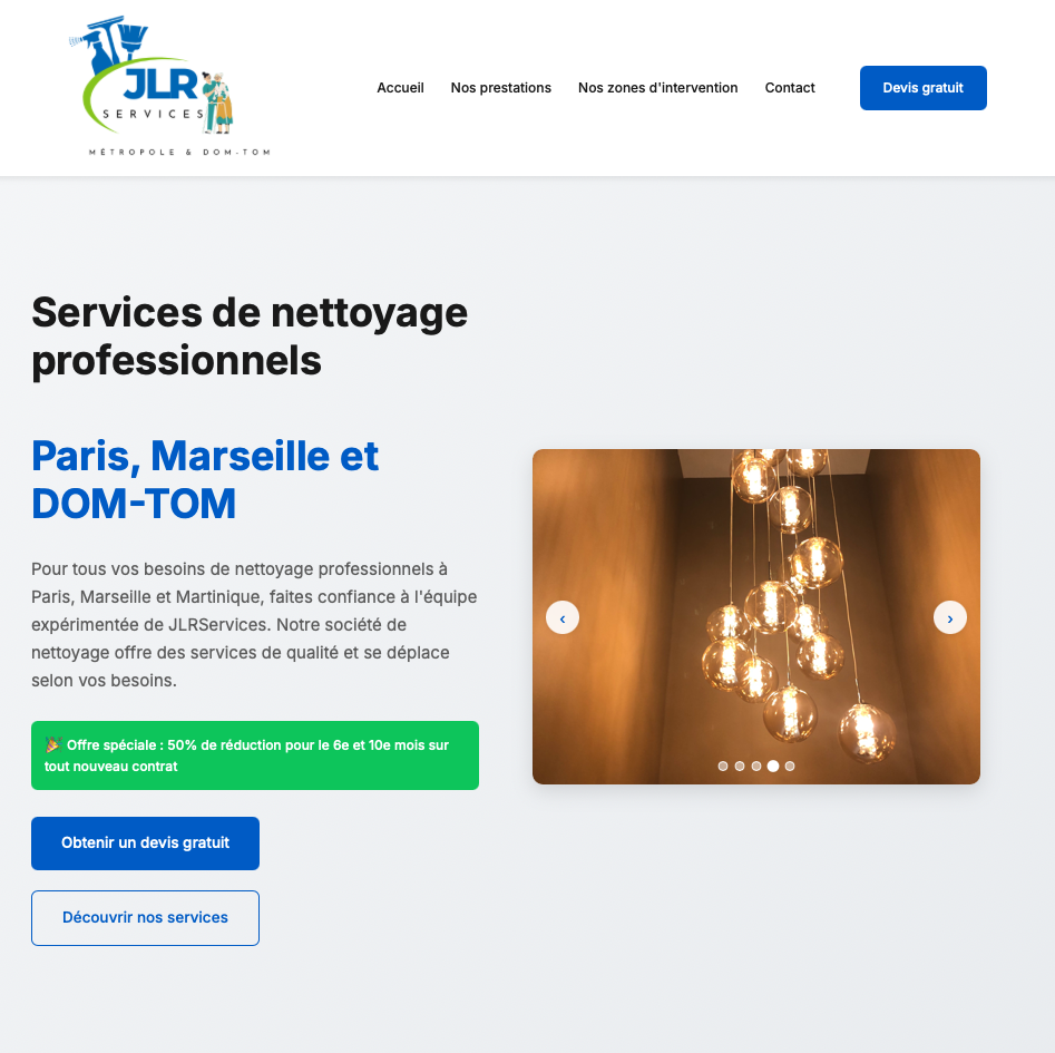 Site vitrine JLR Services - Création site web professionnel - Agence web agcodes